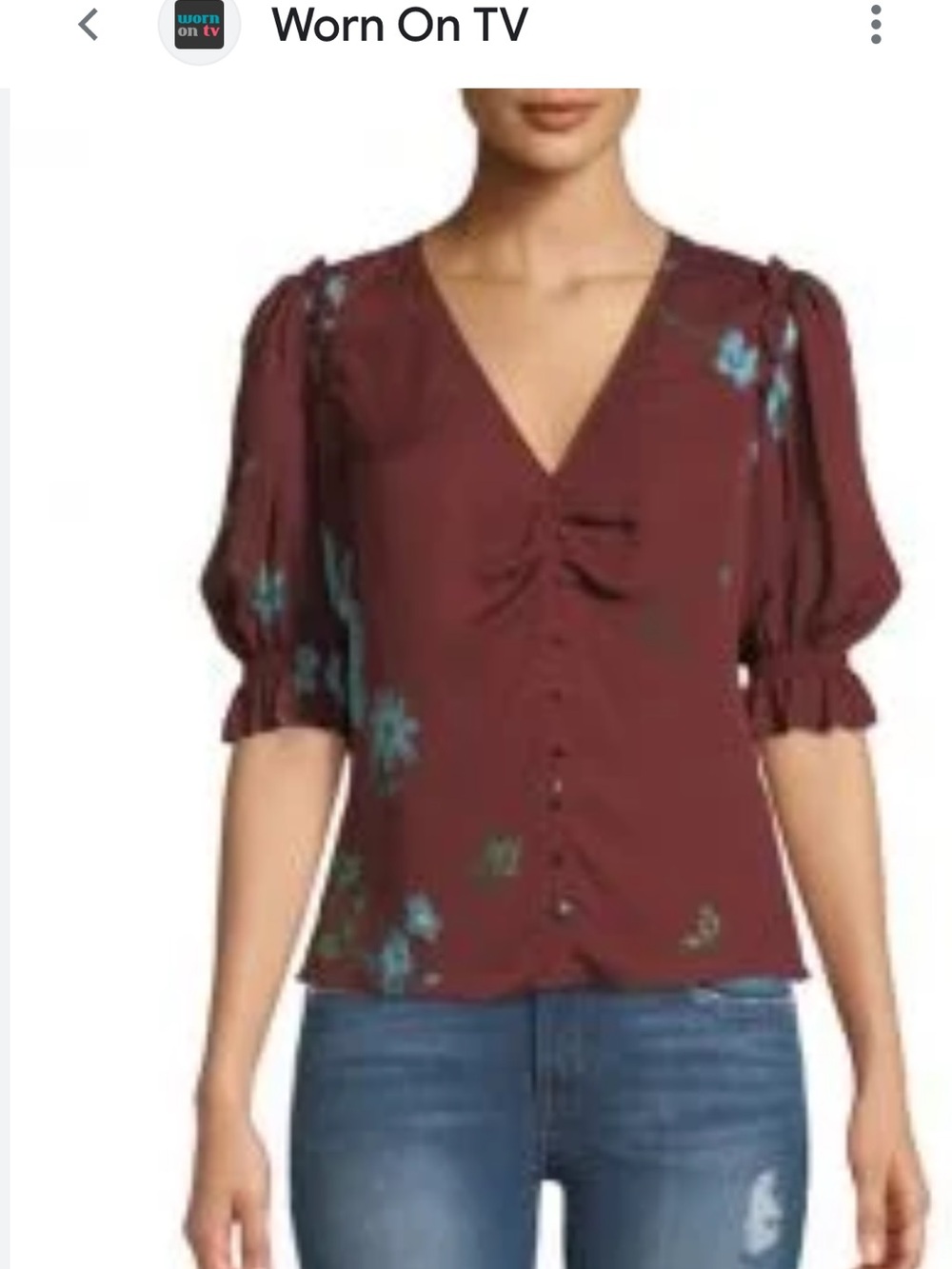 Joie Burgundy Anevy silk Floral V-Neck Puff Sleeve Blouse size M NWT